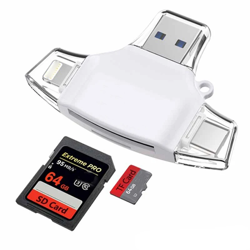 Устройство для чтения Micro-SD карт tipo C OTG USB MMC флэш-памяти для iPhone iPad MacBook адаптер 4 в 1 считыватель SD карт