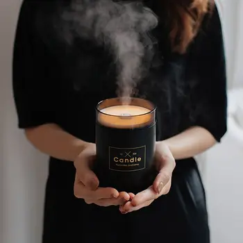 

USB Humidifier Air Humidifier LED Candle Ultrasonic Cool Mist Essential Oil Diffuser USB Aroma Lamp Car Purifier Fogger Mist Mak