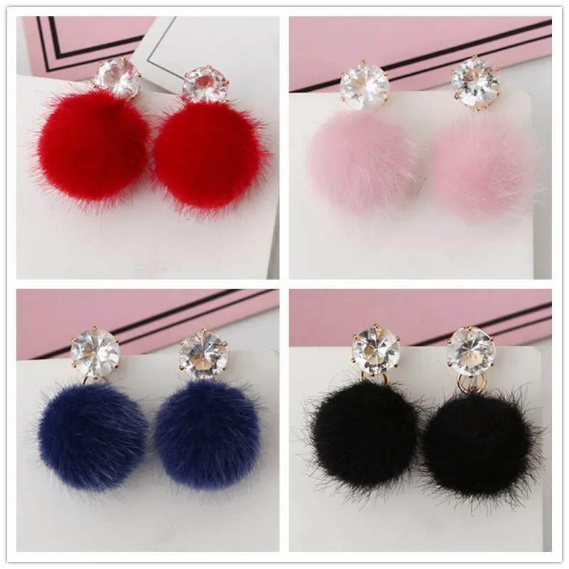 Promotion Temperament Short Drop Earrings for Women Personalized Wild Simple Hair Ball Female Models Earrings