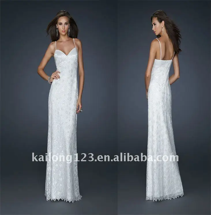 Spaghetti Straps Sheath Cloumnn Floor Length Straight Line Ivory
