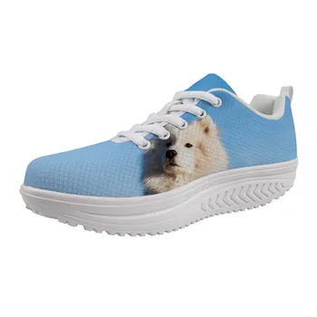

Exclusive Original American Eskimo Dog print New Swing shoes wedge casual sports high-quality increase thick bottom height shoes