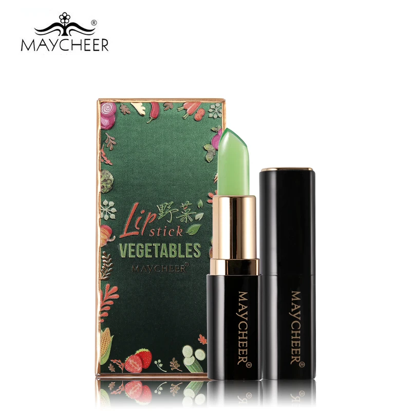 

MAYCHEER Wild Vegetables Temperature Moist Lipstick Long Lasting Waterproof Lip Stick Jelly Balm Smooth Nude Natural Nutrient
