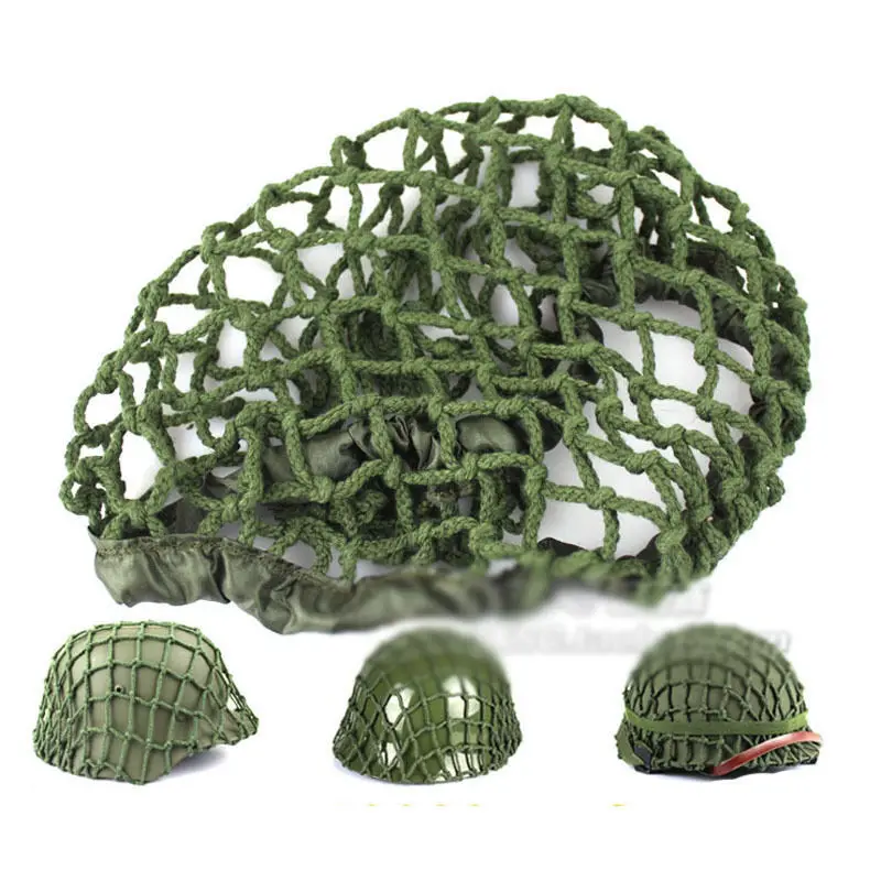 

WW2 US ARMY M1 HELMET COVER THICK ROPE COTTON CAMOUFLAGE NET GREEN