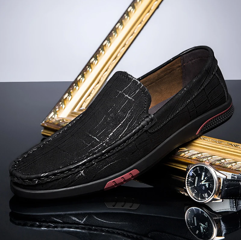 

Four season High Quality Genuine Leather Men Shoes Soft Moccasins Loafers Fashion Outdoor Men Flats Driving Shoes Big Size 36~46