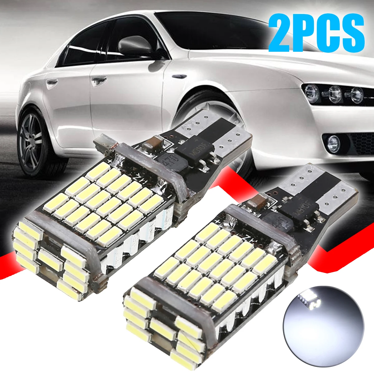 2pcs White T15 Width Light 921 912 4014 SMD LED Canbus Reverse Backup Light Bulb High Quality Lamp