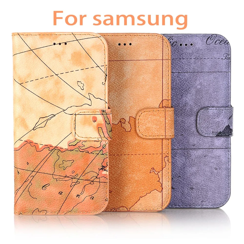 

Luxuy Map texture style flip leather case for Samsung S6 S7 S7edge wallet case for samsung Note 3 4 coque with card slot cover