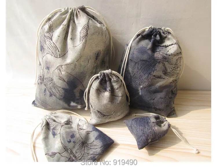 Buy Linen Drawstring Bag Chinese Ink Painting