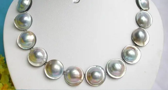 

Hot selling free shipping******* 22MM 100% NATURAL GRAY SOUTH SEA NABE PEARL NECKLACE