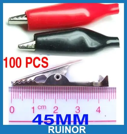 

100pc 45mm Alligator Clip Clamp Testing Probe Cable DIY