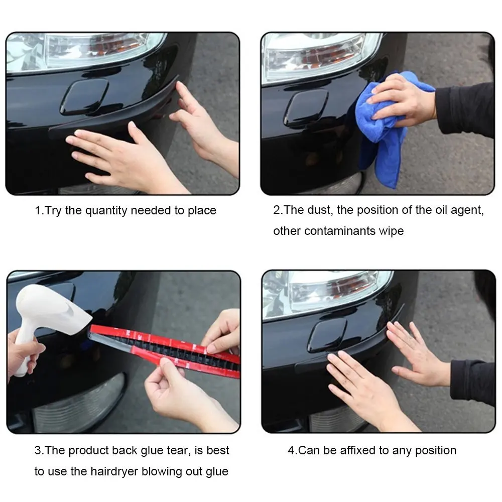 2 Pcs Car Carbon Fiber Anti-collision Strip Bumper Protector Car Crash Bar Anti-rub Bar For Car/Truck/SUV/MPV/RV Etc 40*5cm