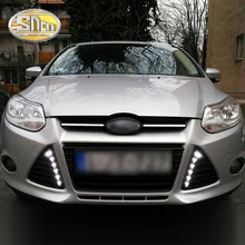 Per Ford Focus 3 MK3 2012 ~ 2015 di Giorno Corsa e Jogging Luce DRL HA CONDOTTO LA Copertura Della Lampada Della Nebbia Con Segnale di Svolta Giallo funzioni
