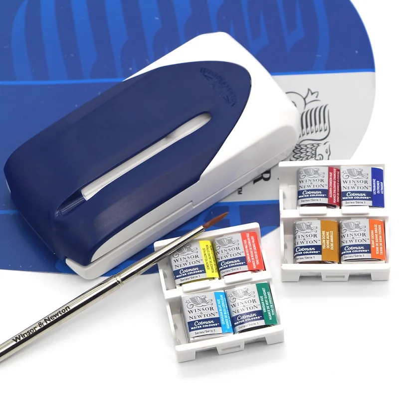 winsor & newton cotman portable solid watercolor paint mini 8 colors+ a
