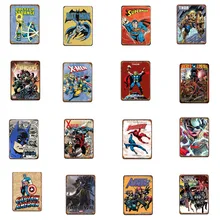 Капитан Америка Бэтмен Аниме фильм винтажные наклейки металла художественное изображение на жести настенная вывеска Жесть железа художественная декоративная тарелка