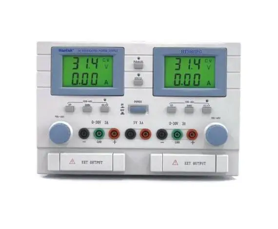 

HANTEK HT3005PG 3CH Ajustable DC Power Supply Output: DCV 0-30Vx2, 5V DCA 0-5Ax2, 3A Input: 110/220V 50Hz