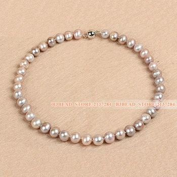 

Best Mother Gift Graceful 10-11mm Natural Smooth Purple Pearl Party Chunky Necklace Free Shipping