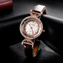 2017 Top Luxury Brand Gogoey Unique Crystal Designer Clock Women Ultra Thin Leather Straps Quartz Watches