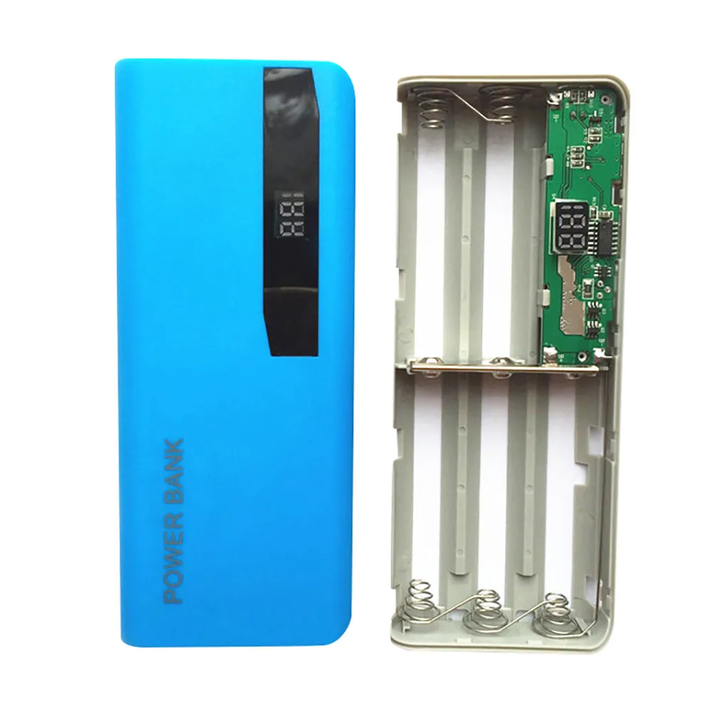 Светодиодный дисплей 5X18650 Li-battery USB power Bank зарядное устройство чехол DIY коробка для iPhone Прямая поставка - Цвет: Blue