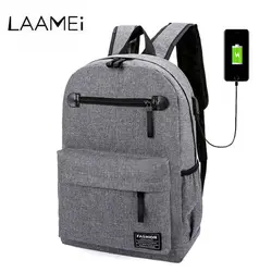 Laamei модные повседневное для мужчин USB ноутбук рюкзак школьные ранцы для большой мужской путешествия школьный рюкзак школьный компьютер