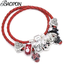 BAOPON Винтажный серебряный браслет и браслеты с изображением Микки Минни подходит тонкие браслеты для женщин и девочек для создания ювелирных изделий