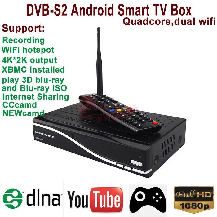 Free Ship1080p FHD DVB S2 Satellite TV Receiver Support Channel Record