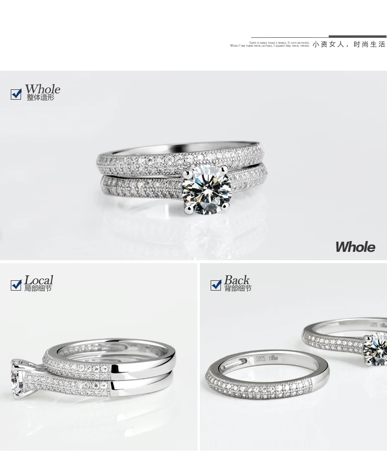 Классическое кольцо из чистого 925 пробы серебра, s925 вечерние/обручальные/Свадебные кольца для женщин, пара 925 серебряных колец
