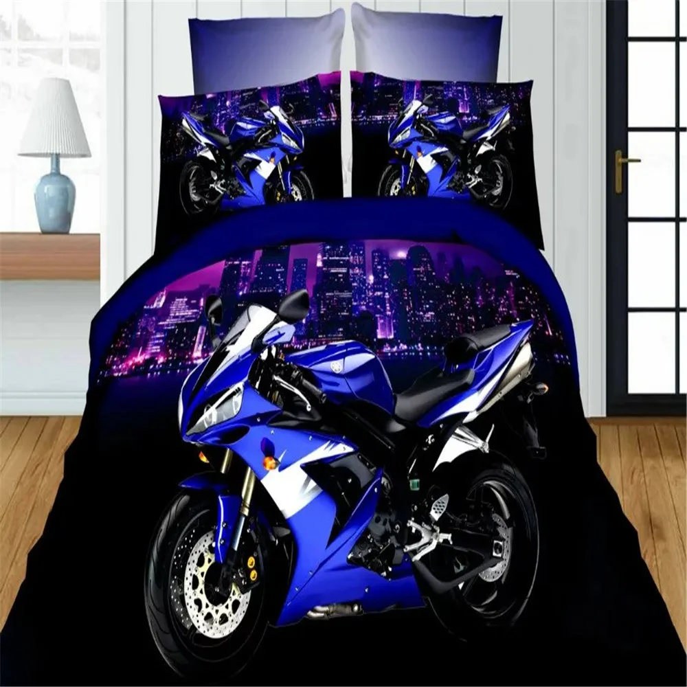 Fashion Motorcycle Print 3d Oil Bedding Sets 4pc Queen Full Size