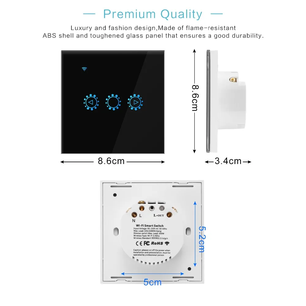 Умный Wi-Fi сенсорный бесступенчатый диммер панель настенный переключатель накаливания совместим с Ewelink Amazon Alexa Google Assistant