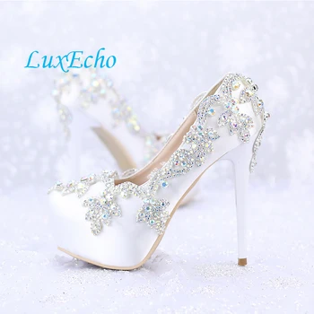 

Luxury princess slipper AB rhinestone wedding shoes 12cm/14cm high heels platform shoes women's Pumps wedding shoes