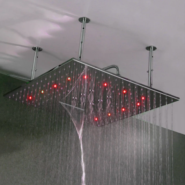 24 Inch Waterfall LED Shower Head Big Rainfall Bathroom Shower Misty