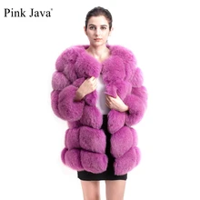 Розовая java QC8078 Большая распродажа все реальные фотографии женская зимняя шуба из натурального Лисьего меха с длинными рукавами куртка из лисьего меха