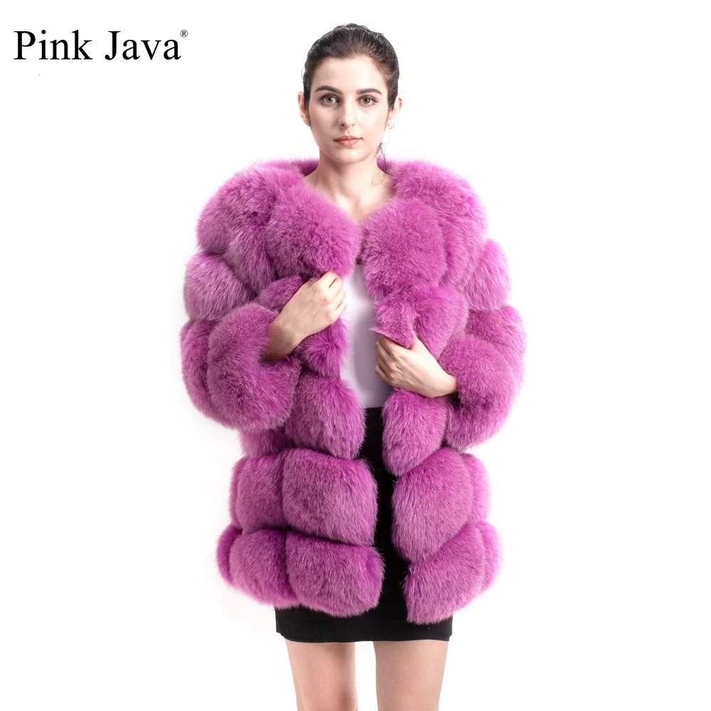 pink java QC8078 women winter real coat fox shipfree Popular shop is the lowest price challenge long sleeves n fur