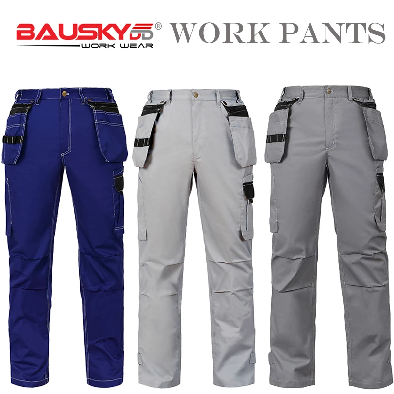 Bauskydd летние мужские прочные рабочие брюки со съемным карманом T/C 65/35 светильник из тонкой ткани