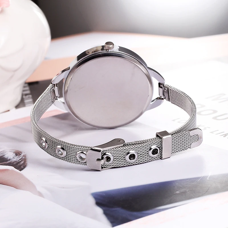 Top Luxury European Style Lady Watch Elegant Big Dial Quartz Super Slim Stainless Steel Bracelet Watch Women's Wrist Reloj Mujer