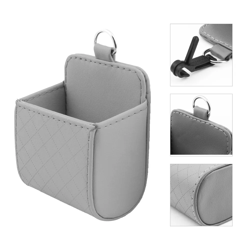 

PU Leather Universal Mini Car Nets Gray Tuyere Cell Phone Food Pocket Key Wallet Card Bag Container Storage Box Bags Organize