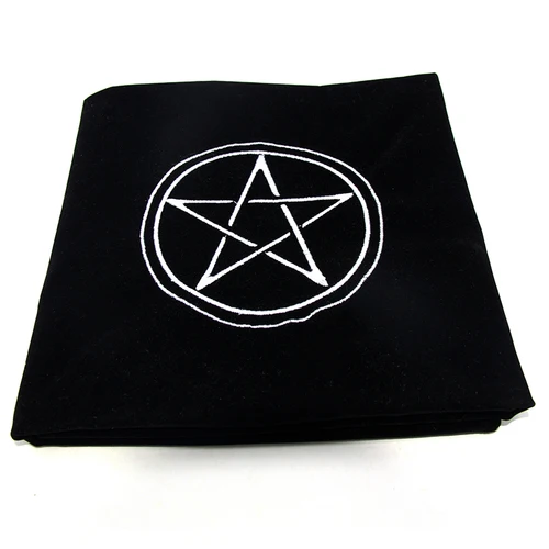 60x60cm Altar Pentacle Sun Tarot Cards Party Table Cloth Tablecloth Divination Wicca Velvet Tapestry Vintage board game playmat - Цвет: black