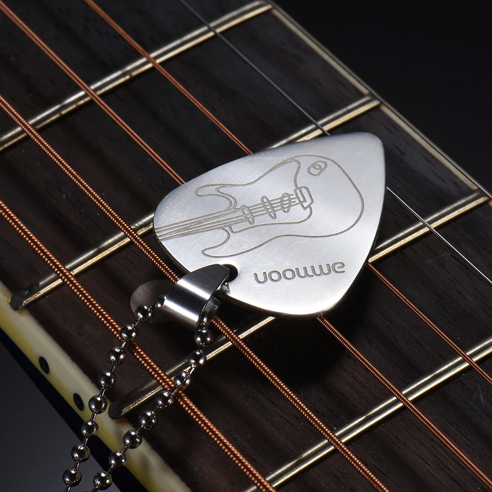 Ammoon Guitar Pick Necklace Stainless Steel With 50cm/20in Ball Chain