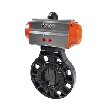 

DN100 4" Standard Economic Plastic Wafer Double Acitng or Spring Return UPVC CPVC Air Control Pneumatic Butterfly Valve