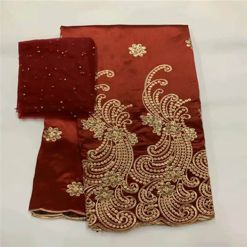 

African George Lace Fabric With Blouse 5+2 Yards Sets For Evening Dress Design Nigerian Embroidery Guipure George Lace Material