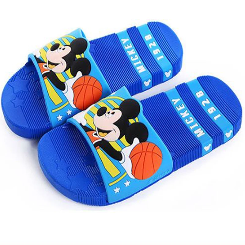 Disney/милые детские тапочки с Микки и Минни; детская обувь с мультяшным автомобилем для девочек и мальчиков; Новинка года; нескользящие домашние сандалии; детская пляжная обувь