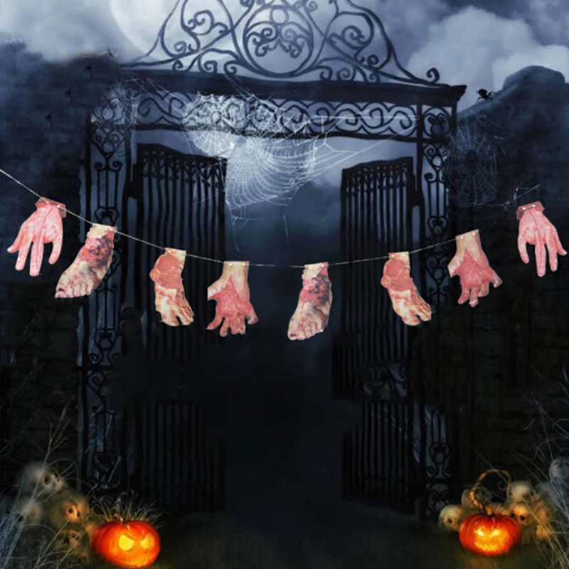 8pcs/set Rotten Hands And Feet Saber Horror Spooky Halloween Party Banner Haunted House Hanging Garland Pendant | Дом и сад