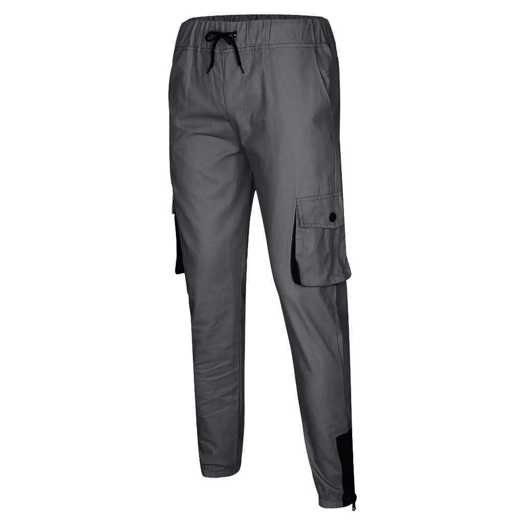 Pantalones hombre Мужская однотонная комбинезоны с карманами Повседневное карман для работы и спорта, Повседневное брюки спортивные штаны мужские#30
