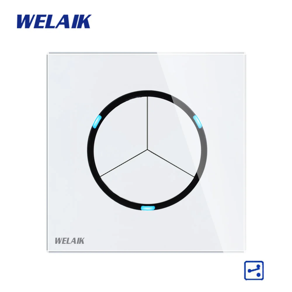 Стандарт Великобритании WELAIK стеклянная панель кнопочный переключатель