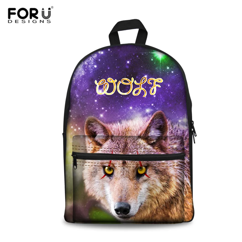 FORUDESIGNS Galaxy Wolf Printed Large School Bags for Teenage Girls Boy