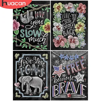 

HUACAN Diamond Mosaic Blackboard Drawing Kit 5d Art Diamond Painting Diamond Embroidery Flower Full Square Rhinestones Pictures