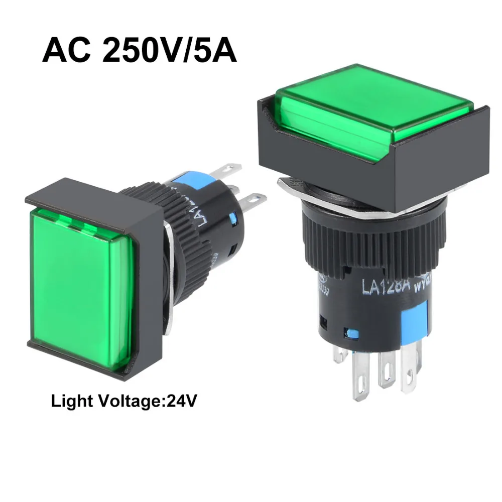 uxcell Momentary Push Button Switch 16mm Mounting Dia SPDT 1NO 1NC Round Red Head with 24V Green LED Light uxcell Momentary Push Button Switch 16mm Mounting Dia SPDT 1NO 1NC Round Red Head with 24V Green LED Light