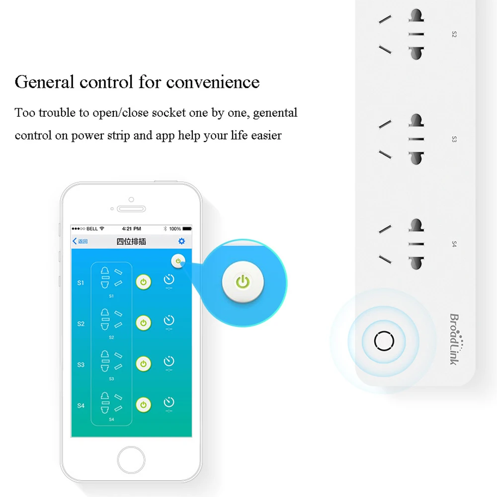 Broadlink силовая полоса MP1 WiFi умная розетка 4 гнезда AU UK US EU адаптер APP пульт дистанционного управления 250В 10А 2500 Вт 1,5 м дорожная силовая полоса