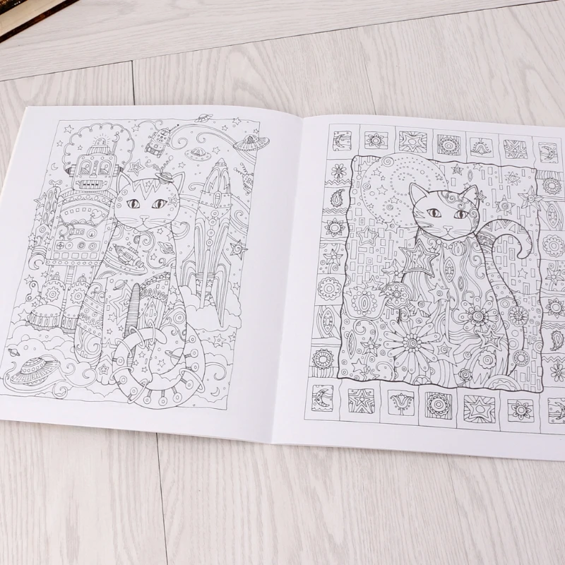 24 страницы Творческий Кот раскраска книга Kill Time альбом для рисования для детей