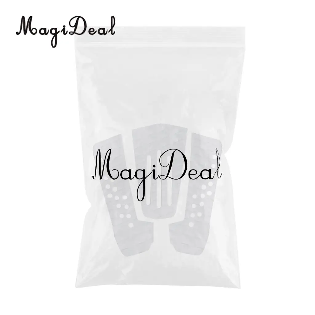 MagiDeal Top Quality 3Pcs Anti Slip EVA Surfboard Traction Tail Pads Surfing SUP Surf Deck Grips Mat Water Sport Accessory White