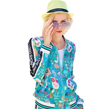 Женский Демисезонный синий стенд Куртка с воротником Дамская мода с надписями и изображениями героев мультфильмов; Верхняя одежда с принтом с Повседневное свободные пальто с длинными рукавами Z338