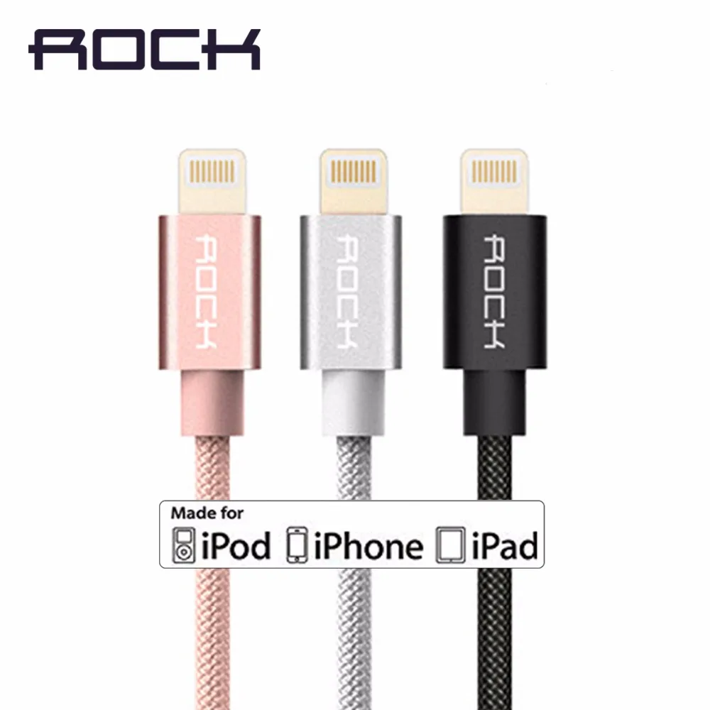 ROCK Metal MFI сертифицированный USB кабель для iPhone 5 SE 6 6s 7 plus нейлоновая оплетка волокна Быстрая зарядка для iPhone кабель